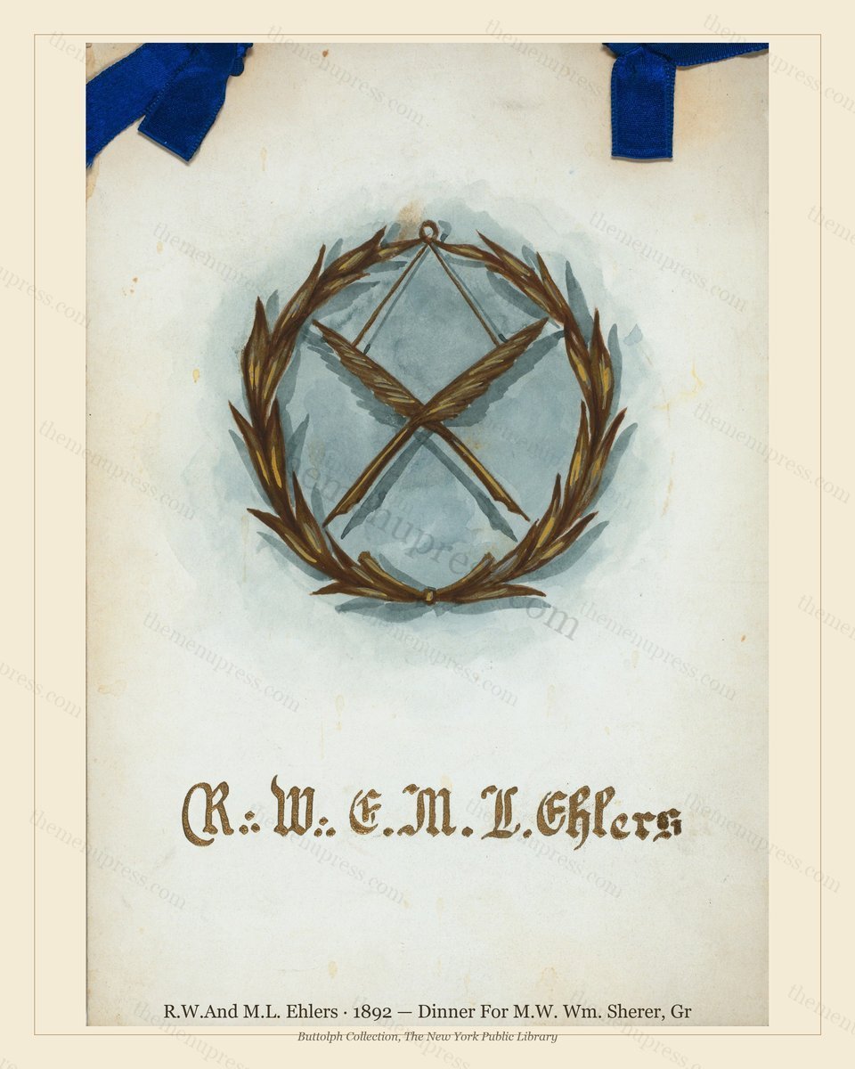 Vintage menu preview — 1892 Vintage Dinner Menu — R.W.and M.L. Ehlers, Manhattan Gilded Age Banquet (Co