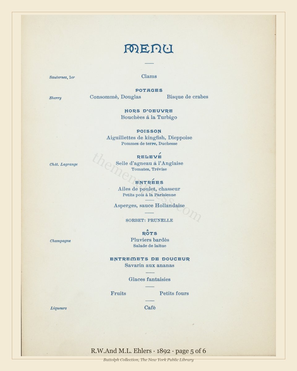Vintage menu — page 5 of 6