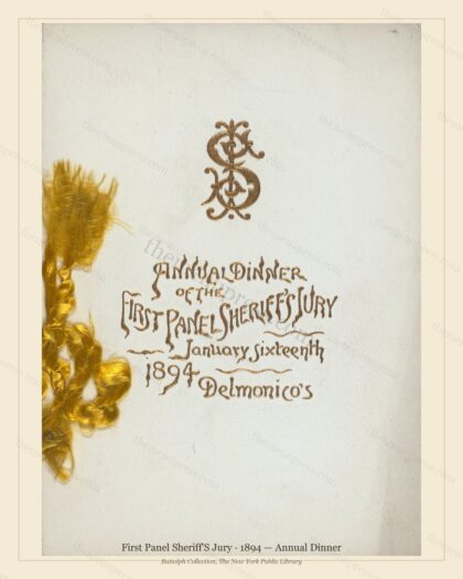 Vintage menu preview — 1894 Vintage Dinner Menu — First Panel Sheriff'S Jury, Manhattan Gilded Age Banq