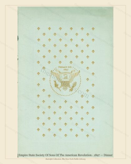 Vintage menu preview — 1897 Vintage Dinner Menu — Empire State Society of Sons of the Amer, Manhattan G