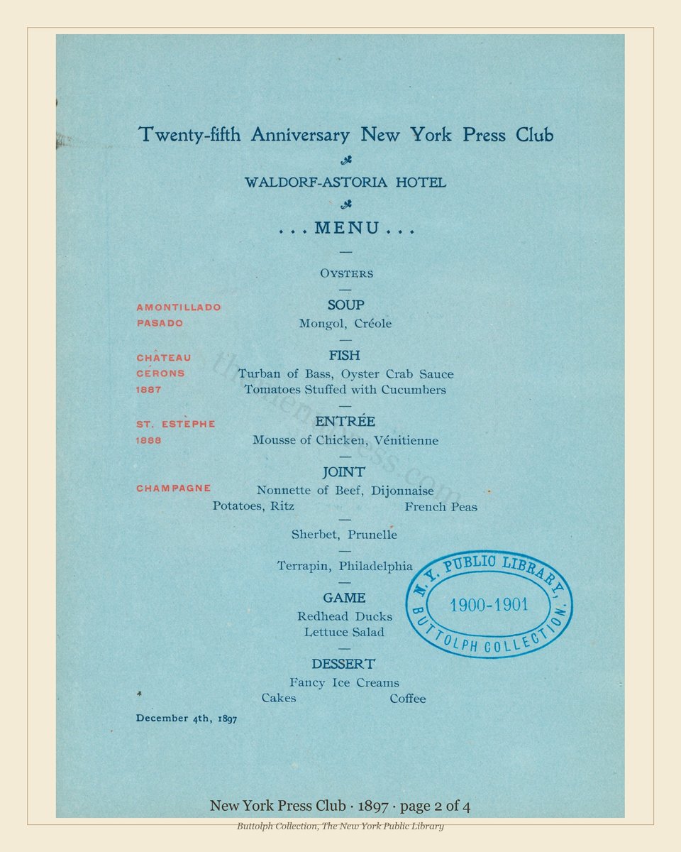 Vintage menu — page 2 of 4