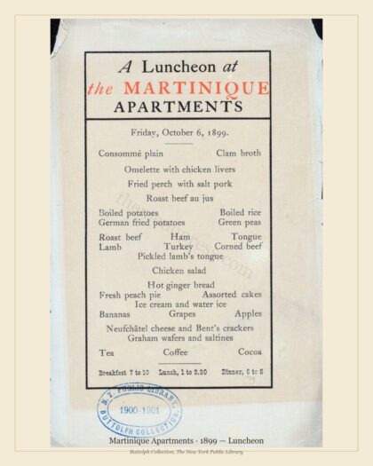 Martinique Apartments · 1899 — Luncheon