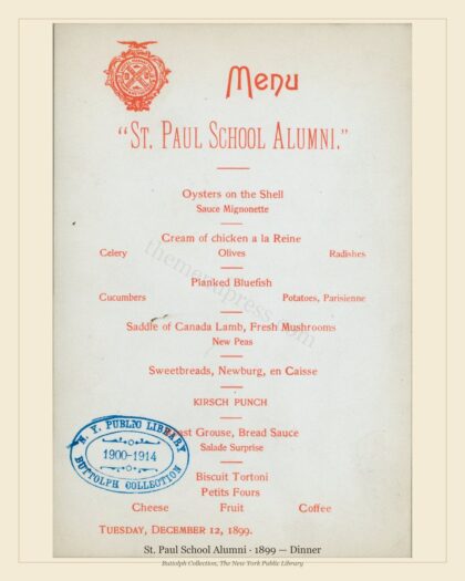 St. Paul School Alumni · 1899 — Dinner
