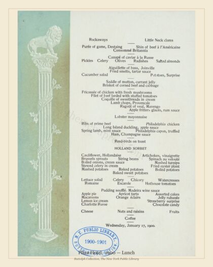 Plaza Hotel · 1900 — Lunch