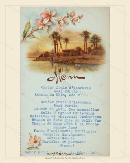 Vintage menu preview — 1900 Vintage Lunch Menu — Savoy Hotel, Manhattan Gilded Age Banquet (Complete 2-