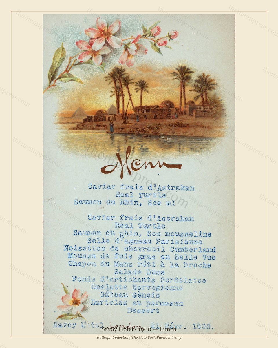 Vintage menu preview — 1900 Vintage Lunch Menu — Savoy Hotel, Manhattan Gilded Age Banquet (Complete 2-
