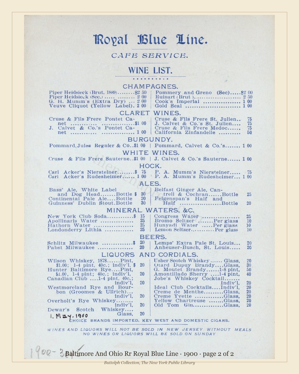 Vintage menu — page 2 of 2