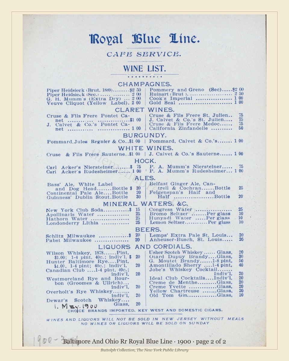 Vintage menu — page 2 of 2