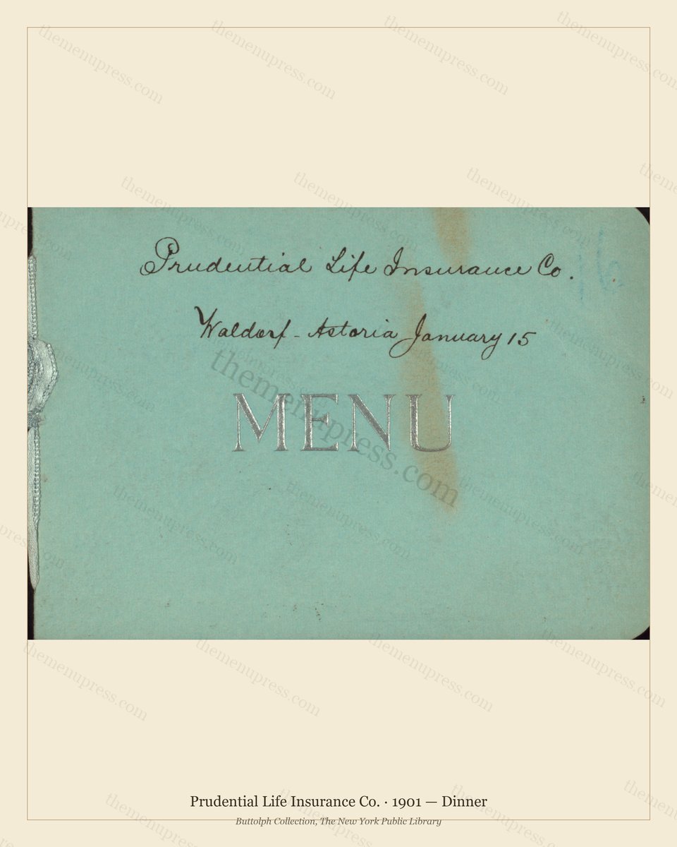 Vintage menu preview — 1901 Vintage Dinner Menu — Prudential Life Insurance, Manhattan Gilded Age Banqu
