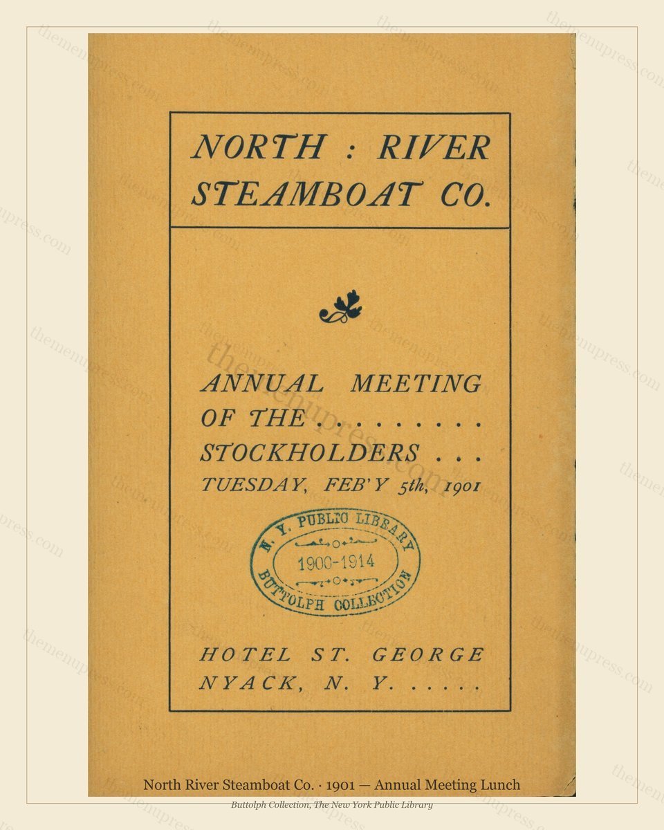 Vintage menu preview — 1901 Vintage Lunch Menu — North River Steamboat, Manhattan Gilded Age Banquet (C