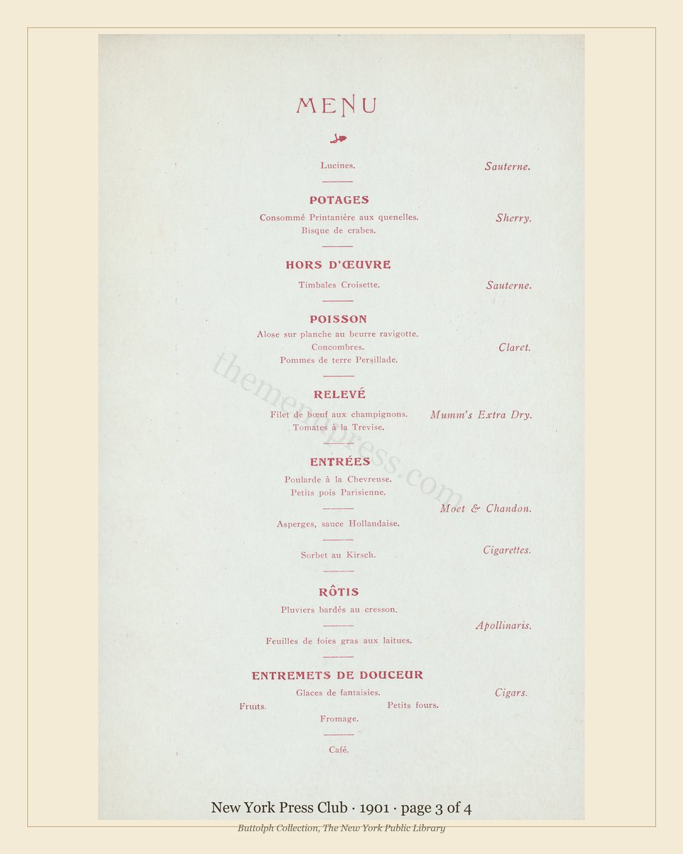 Vintage menu — page 3 of 4