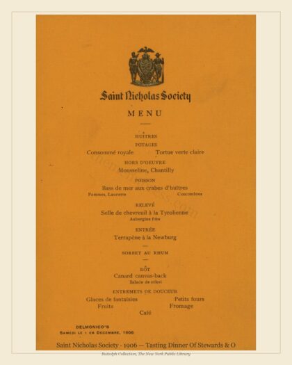 Saint Nicholas Society · 1906 — Tasting Dinner Of Stewards & O