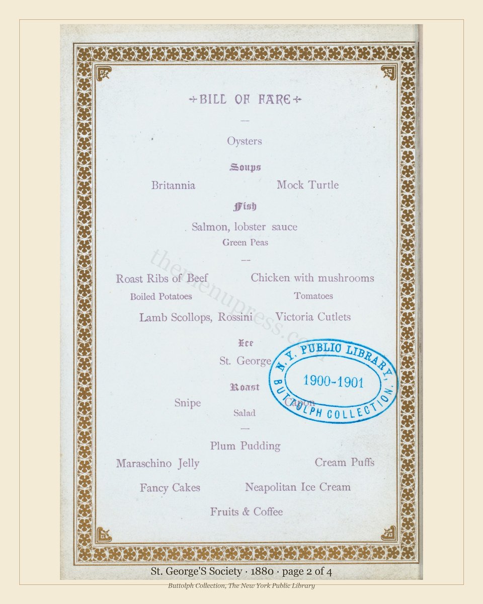 Vintage menu — page 2 of 3