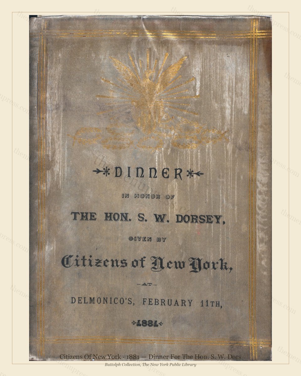 Vintage menu preview — 1881 Vintage Dinner Menu — Citizens of New York, Manhattan Gilded Age Banquet (C