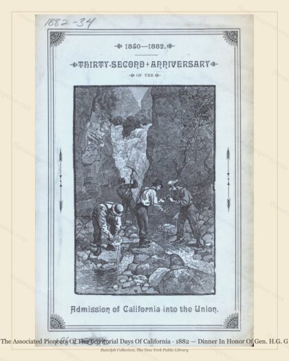 Vintage menu preview — 1882 Vintage Dinner Menu — The Associated Pioneers of the Territori, Manhattan G