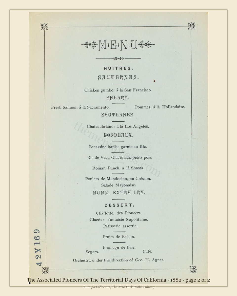 Vintage menu — page 2 of 2