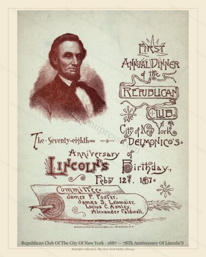 Vintage menu preview — 1887 Vintage Banquet Menu — Republican Club of the City of New York, Manhattan G