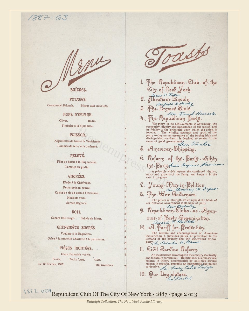 Vintage menu — page 2 of 3