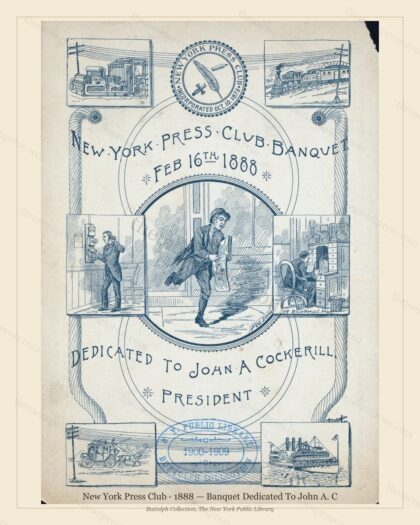 Vintage menu preview — 1888 Vintage Banquet Menu — New York Press Club, Manhattan Gilded Age Banquet (C