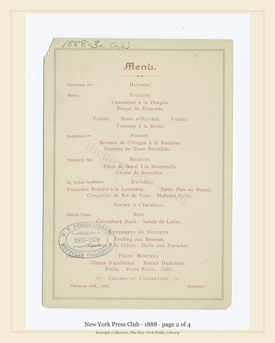 Vintage menu — page 2 of 4