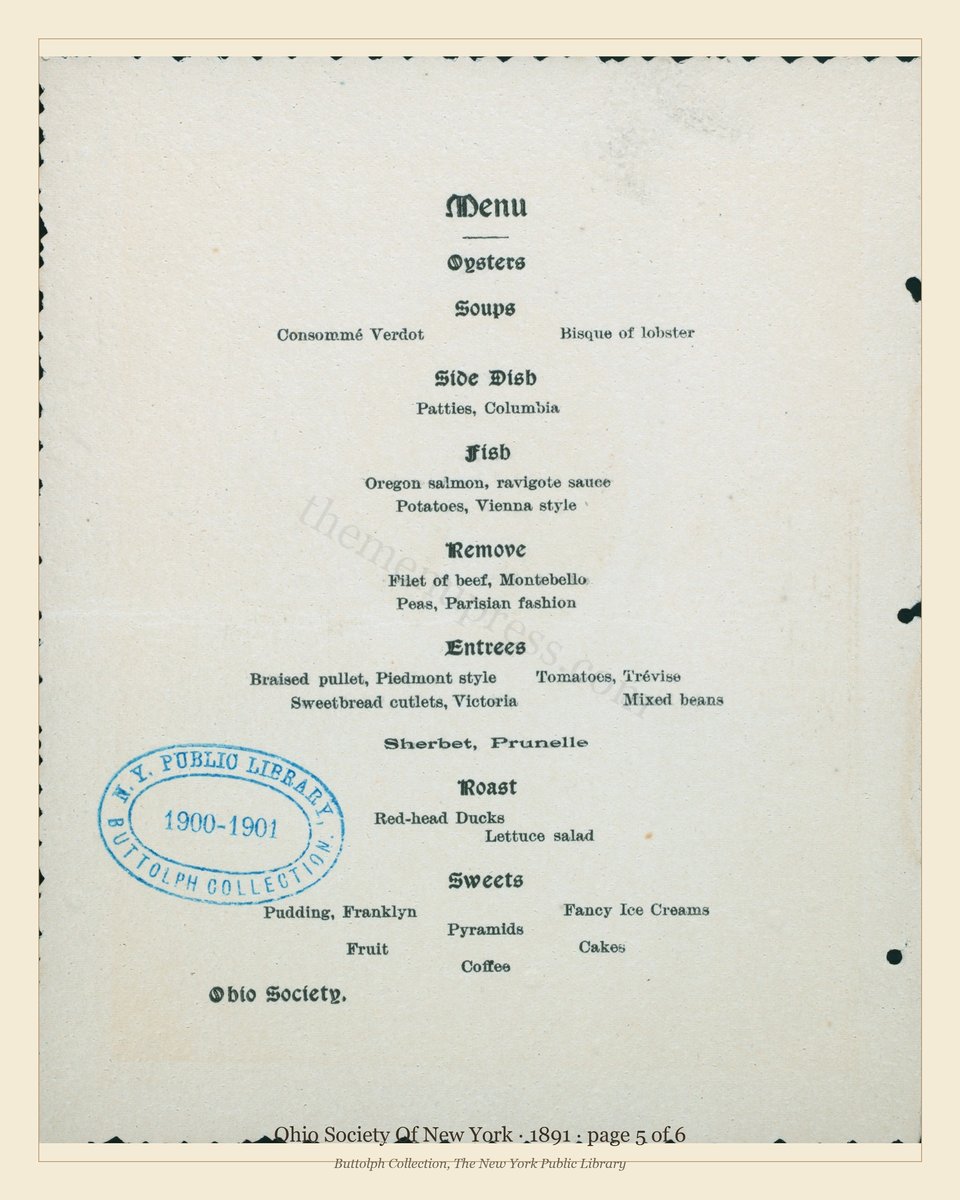 Vintage menu — page 5 of 6