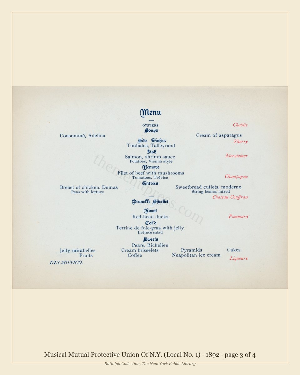 Vintage menu — page 3 of 4