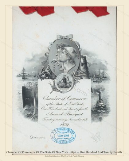 Vintage menu preview — 1892 Vintage Banquet Menu — Chamber of Commerce of the State of New , Manhattan