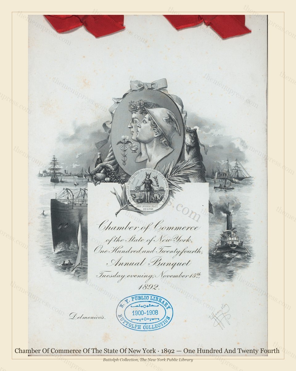 Vintage menu preview — 1892 Vintage Banquet Menu — Chamber of Commerce of the State of New , Manhattan