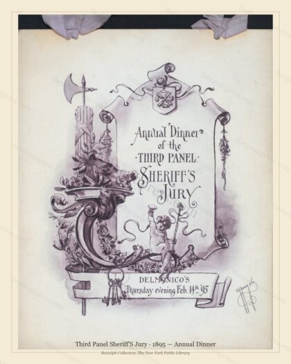 Vintage menu preview — 1895 Vintage Dinner Menu — Third Panel Sheriff'S Jury, Manhattan Gilded Age Banq