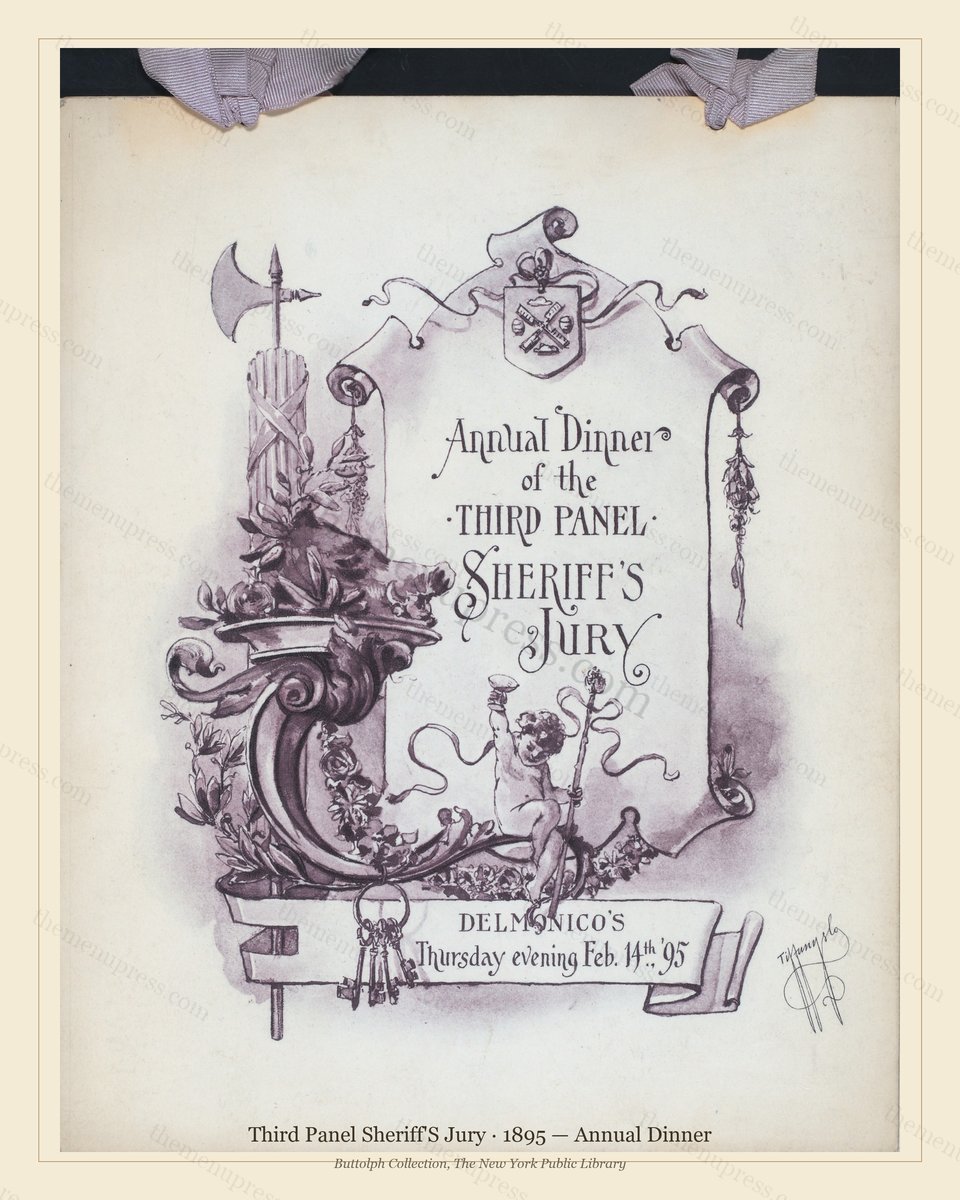 Vintage menu preview — 1895 Vintage Dinner Menu — Third Panel Sheriff'S Jury, Manhattan Gilded Age Banq