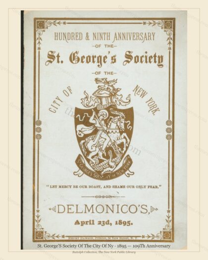 Vintage menu preview — 1895 Vintage Banquet Menu — St. George'S Society of the City of Ny, Manhattan Gi