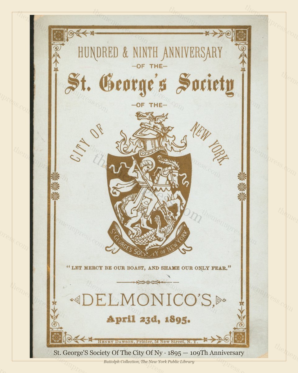 Vintage menu preview — 1895 Vintage Banquet Menu — St. George'S Society of the City of Ny, Manhattan Gi