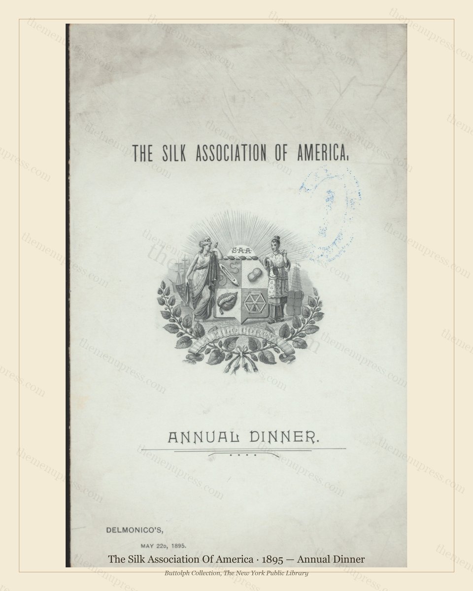 Vintage menu preview — 1895 Vintage Dinner Menu — The Silk Association of America, Manhattan Gilded Age