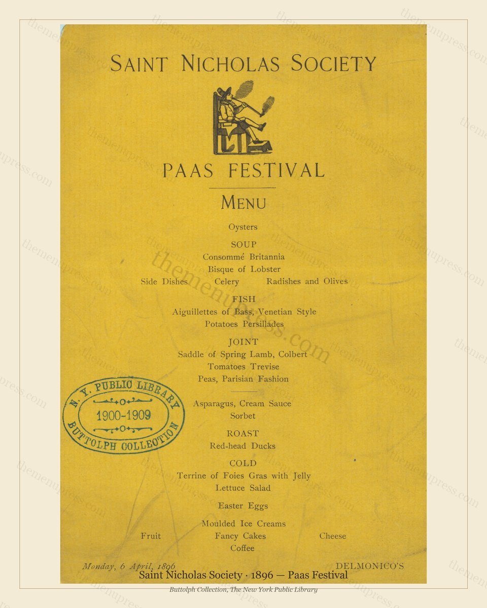 Vintage menu preview — 1896 Vintage Banquet Menu — Saint Nicholas Society, Manhattan Gilded Age Banquet