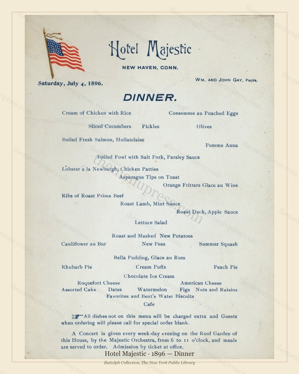 Vintage menu preview — 1896 Vintage Dinner Menu — Hotel Majestic, Manhattan Gilded Age Banquet (Complet