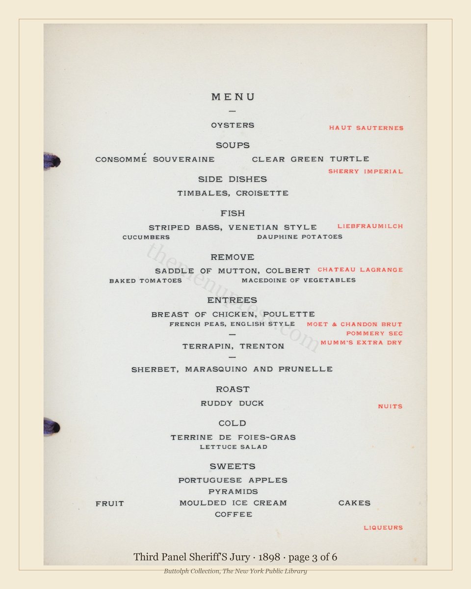 Vintage menu — page 3 of 6