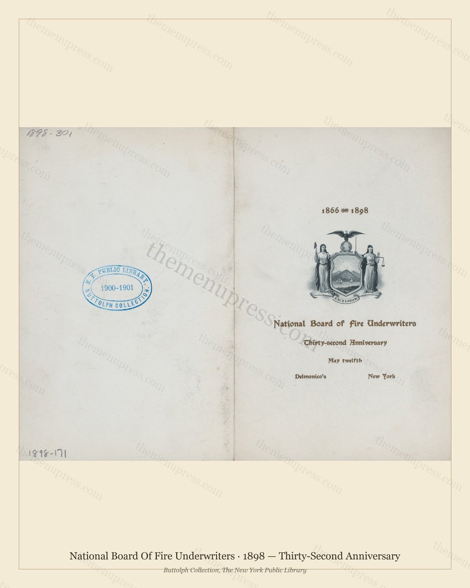 Vintage menu preview — 1898 Vintage Banquet Menu — National Board of Fire Underwriters, Manhattan Gilde