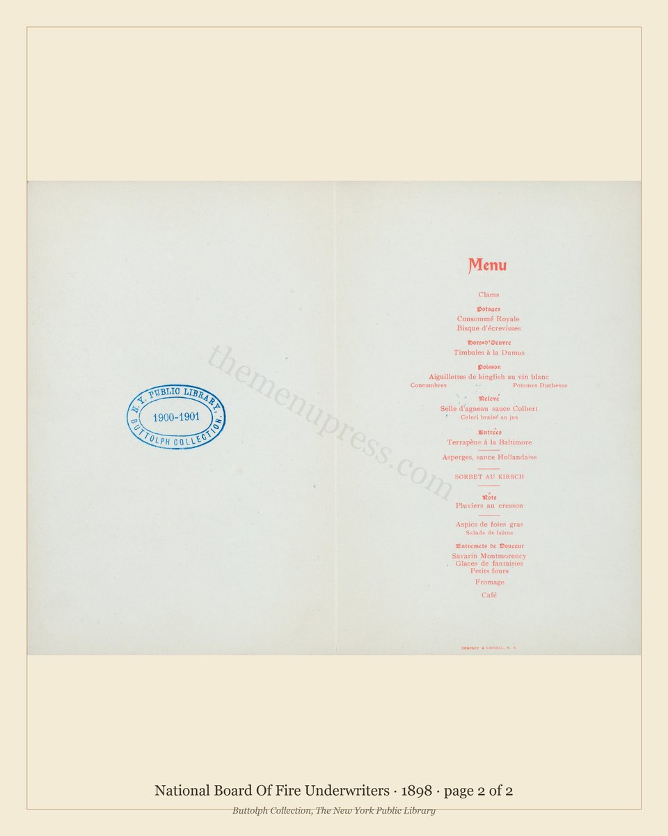 Vintage menu — page 2 of 2