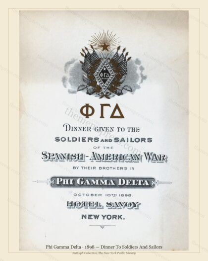 Vintage menu preview — 1898 Vintage Dinner Menu — Phi Gamma Delta, Manhattan Gilded Age Banquet (Comple