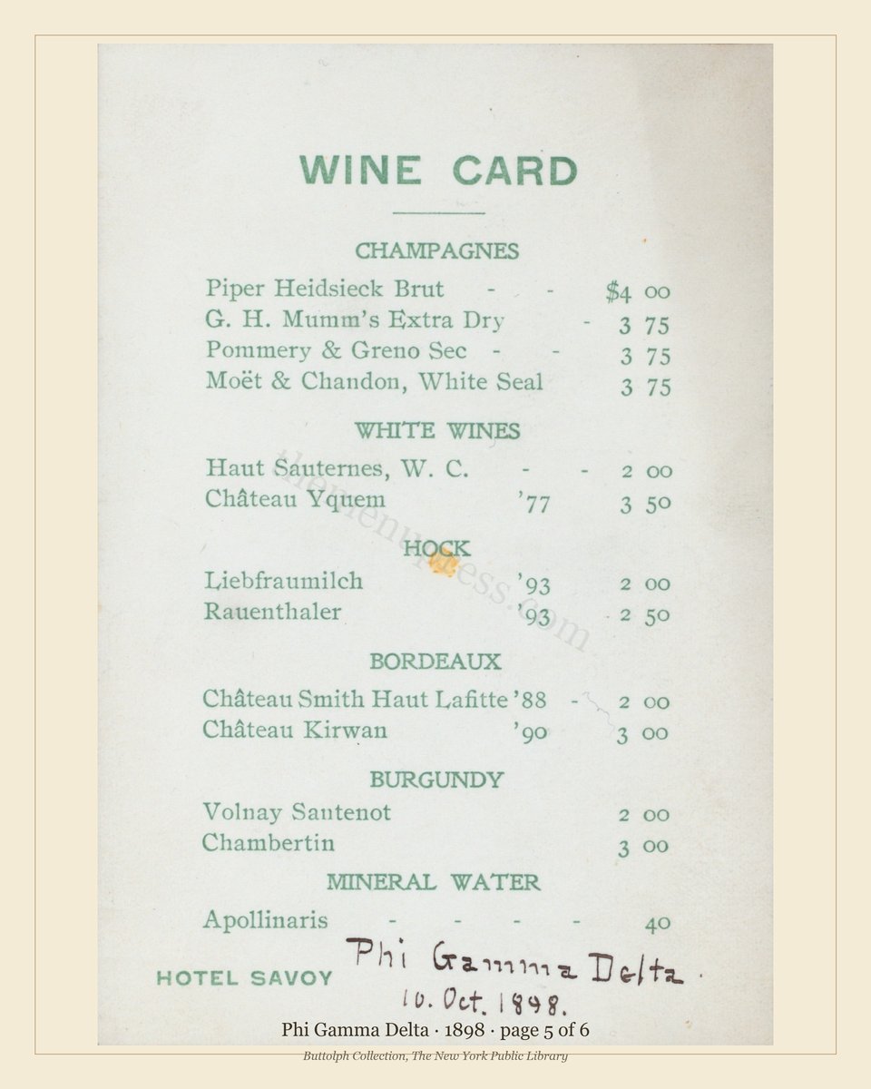 Vintage menu — page 5 of 6