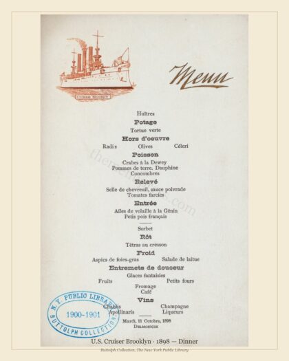U.S. Cruiser Brooklyn · 1898 — Dinner