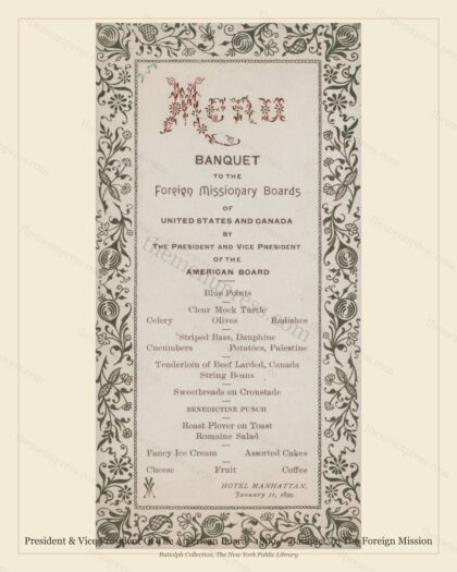 Vintage menu preview — 1899 Vintage Banquet Menu — President & Vice President of the Americ, Manhat