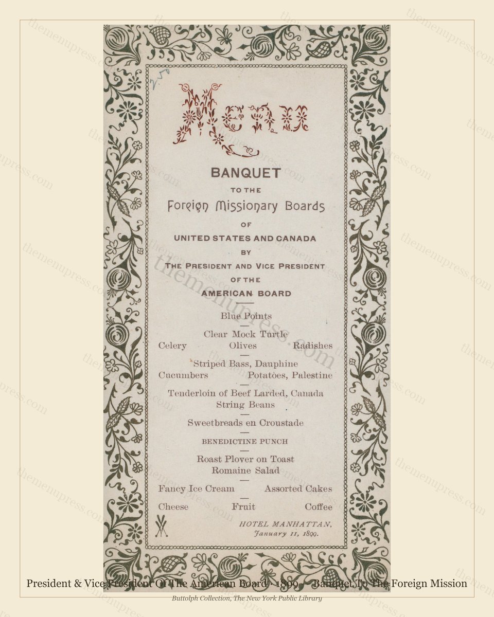 Vintage menu preview — 1899 Vintage Banquet Menu — President & Vice President of the Americ, Manhat
