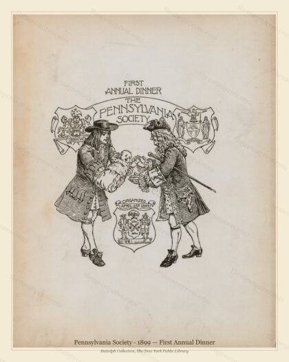 Vintage menu preview — 1899 Vintage Dinner Menu — Pennsylvania Society, Manhattan Gilded Age Banquet (C