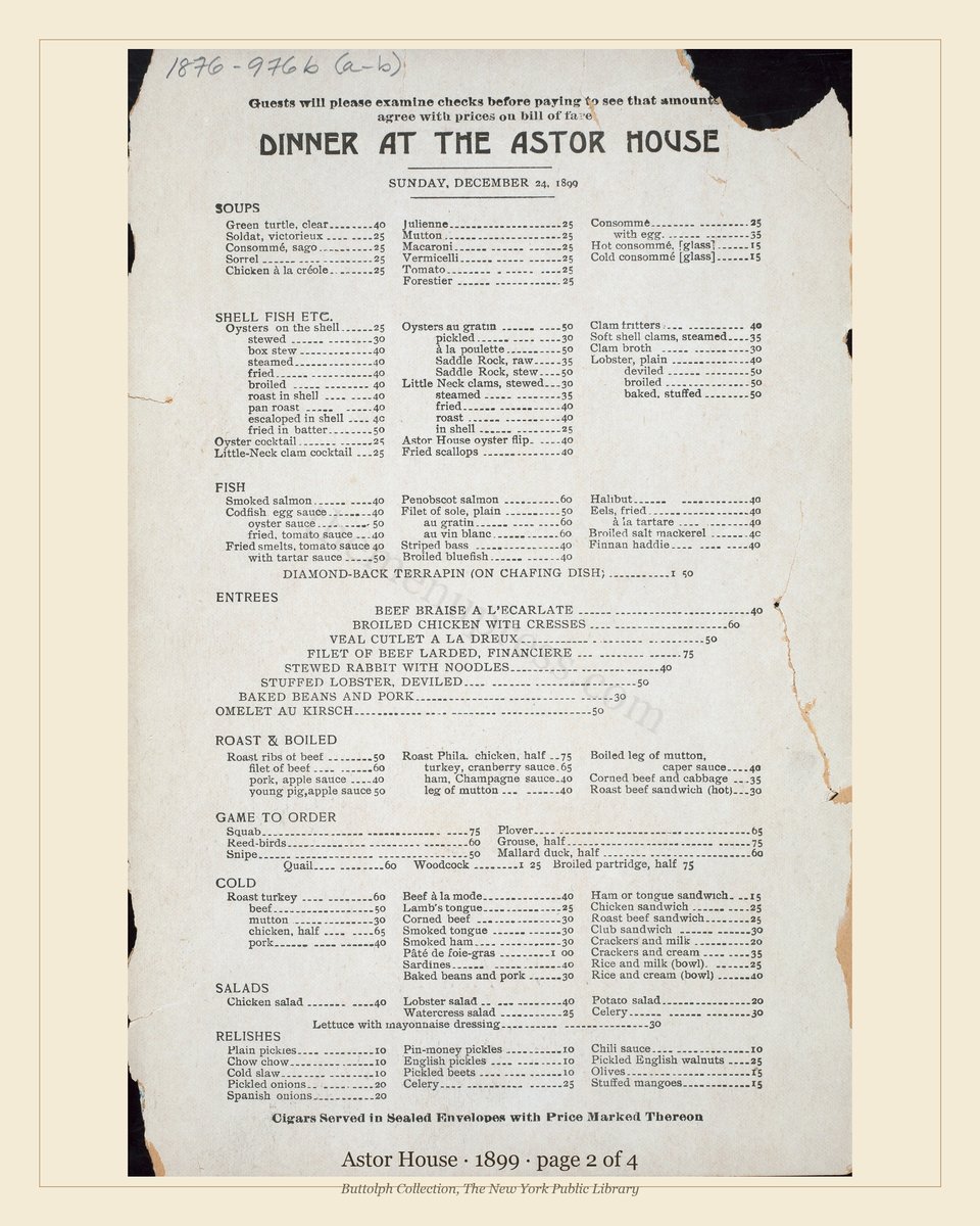 Vintage menu — page 2 of 2