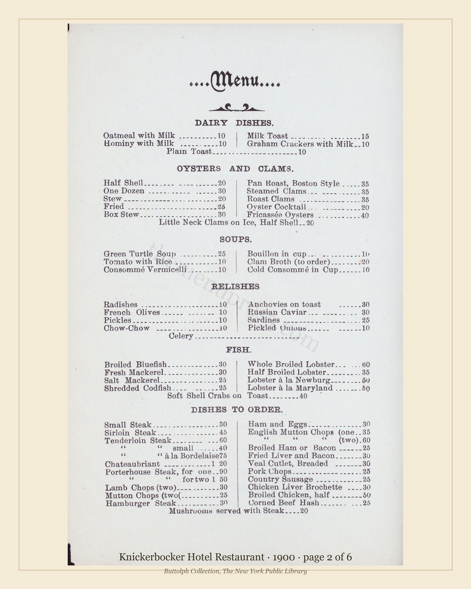 Vintage menu — page 2 of 6