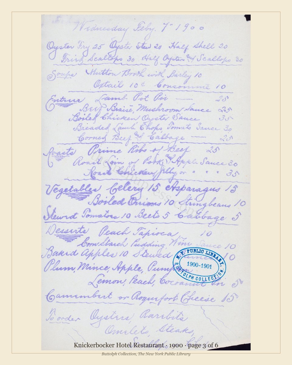 Vintage menu — page 3 of 6
