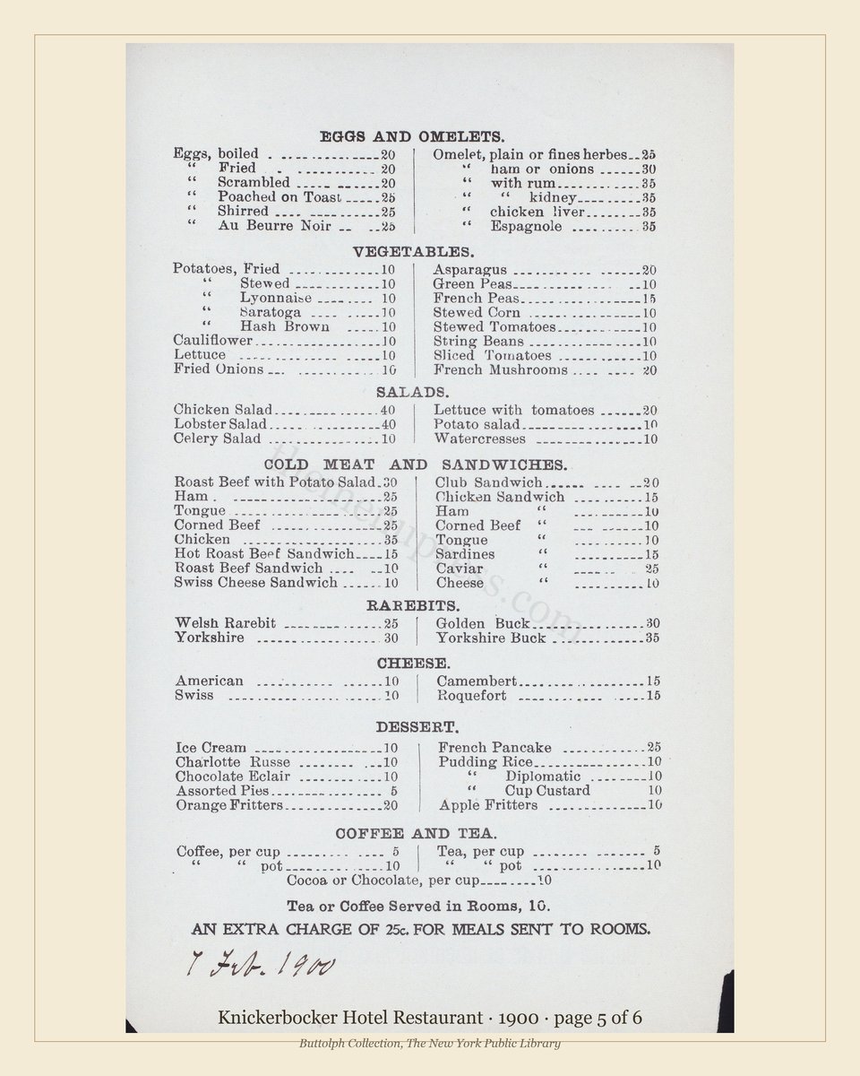 Vintage menu — page 5 of 6