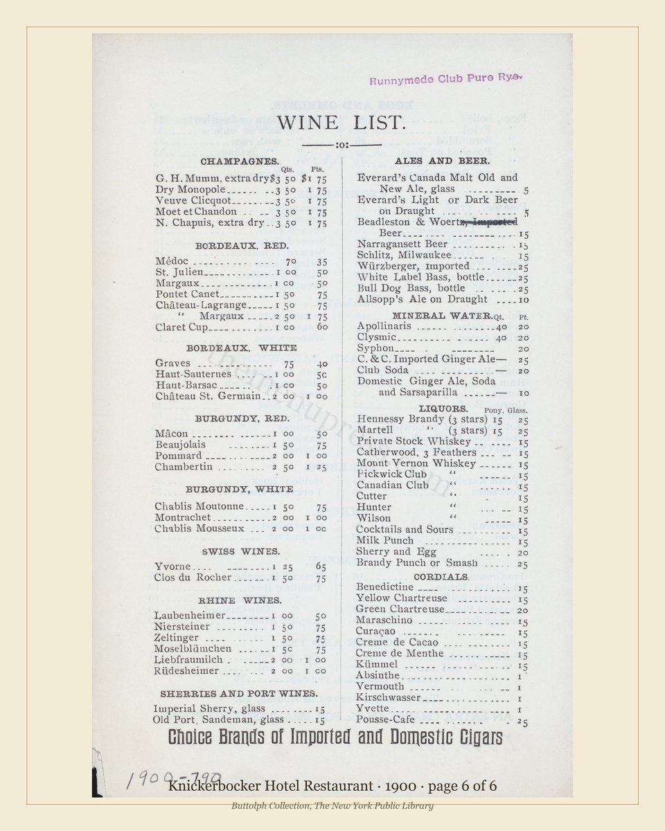 Vintage menu — page 6 of 6
