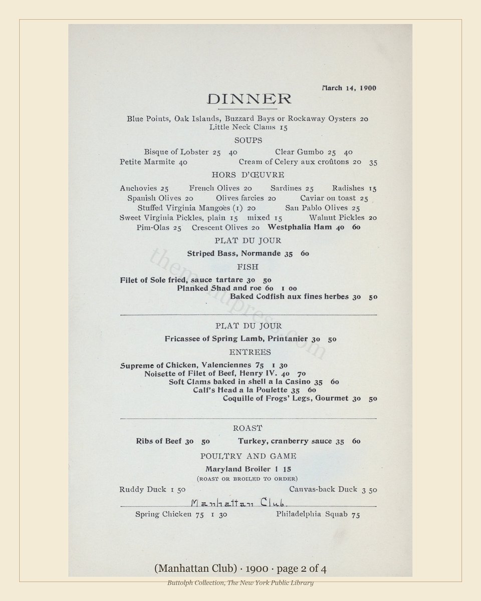 Vintage menu — page 2 of 3
